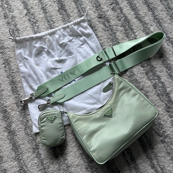 Prada Light Green Nylon Shoulder Bag